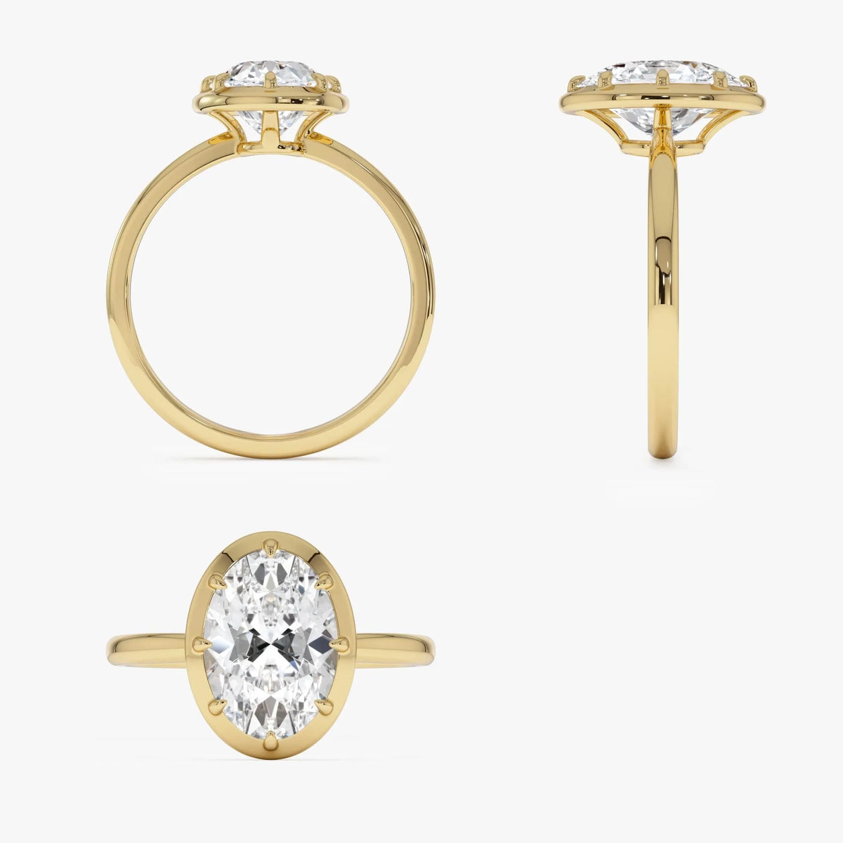 14k Gold 2.00 Carat Oval Lab Grown Diamond Claw Prong Engagement Ring IGI Certified