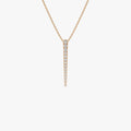14K Solid Gold 0.23 CTW Round Diamond Tapered Bar Necklace