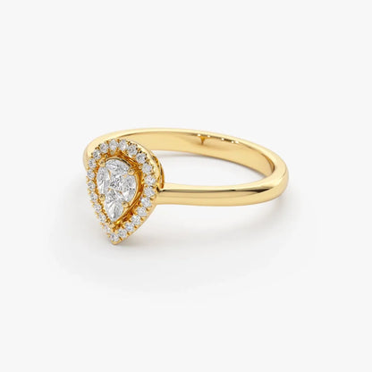14k Gold Diamond Pear Shape Engagement Ring Illusion Set 0.35 ctw