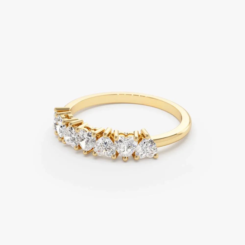 14K Solid Gold Heart Shape Diamond 0.90 Carat Up Down Prong Setting Ring