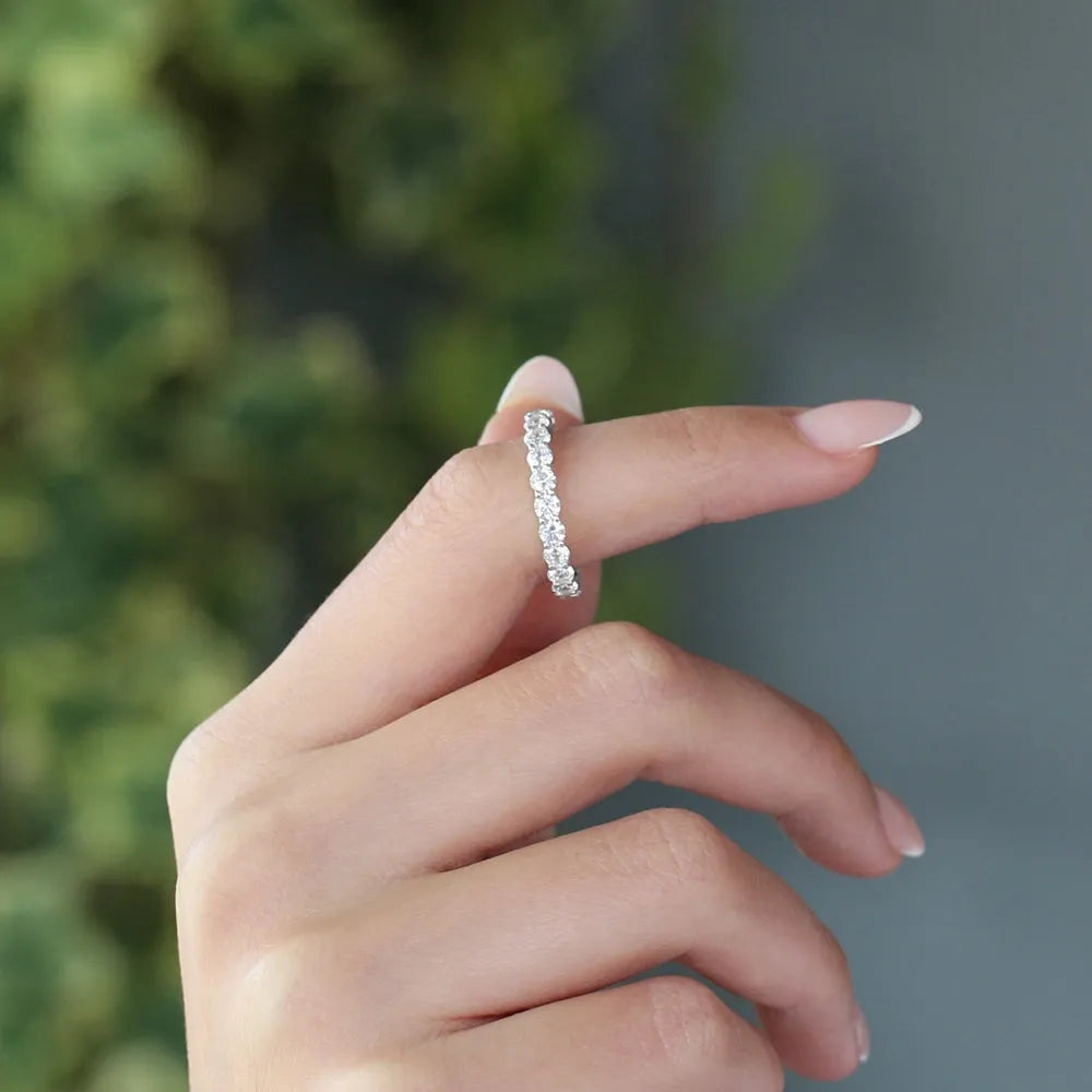 14k Gold Round Diamond Full Eternity Ring Basket Setting 2.25ctw
