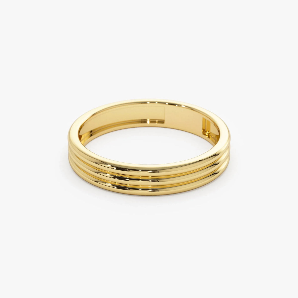 14k Solid Gold Multi Lined Wedding Band Ring