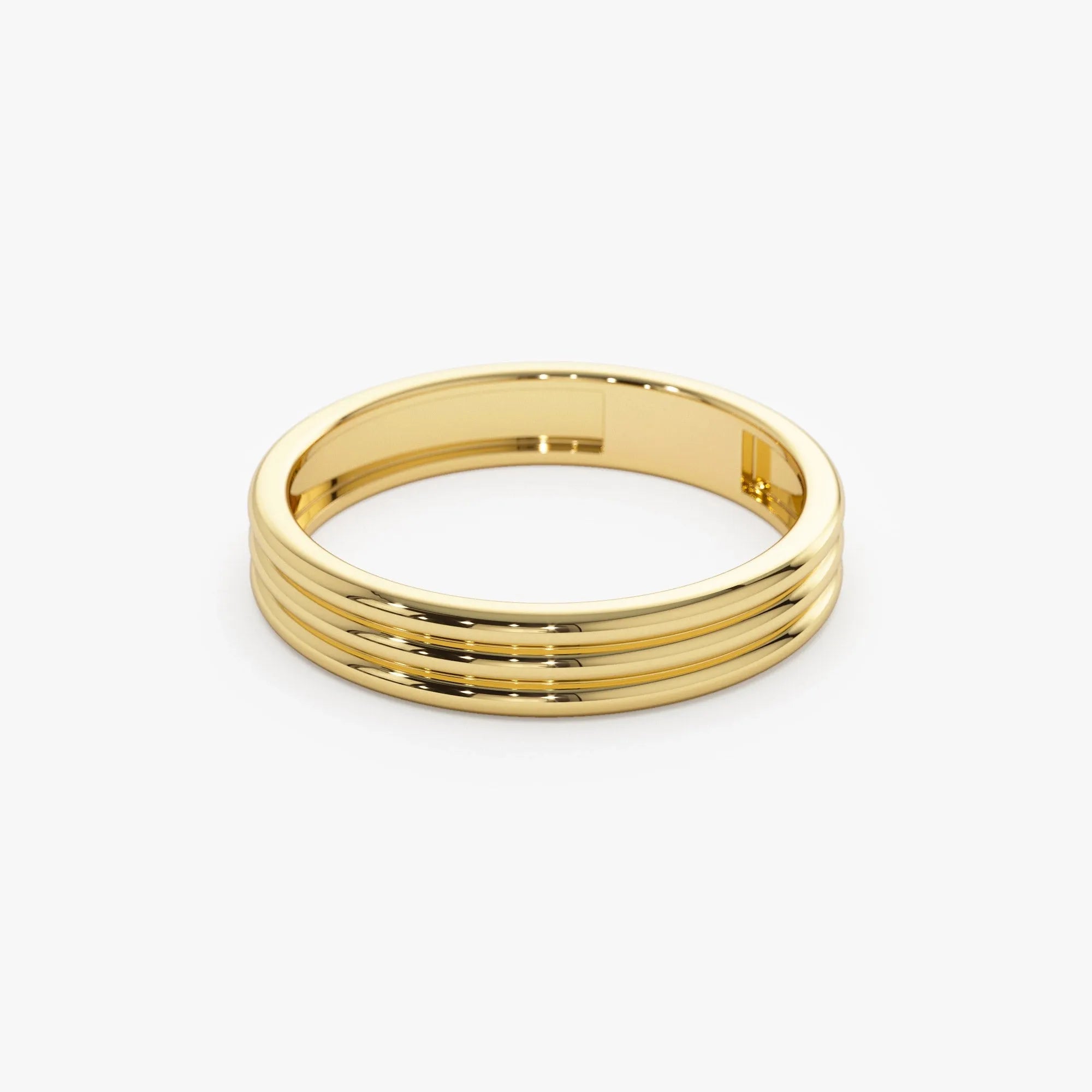 14k Solid Gold Multi Lined Wedding Band Ring