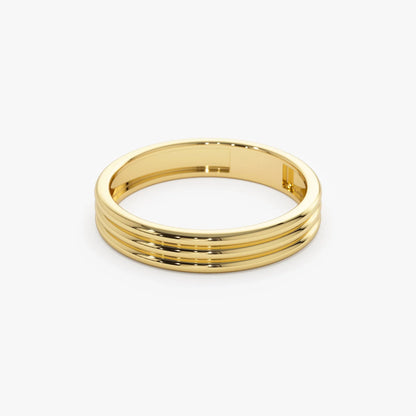 14k Solid Gold Multi Lined Wedding Band Ring