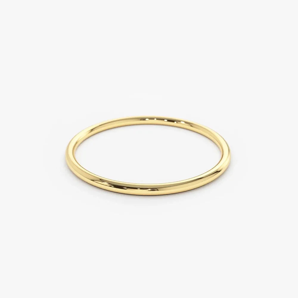 14K Solid Gold 1.2mm Minimalist Classic Wedding Band Ring