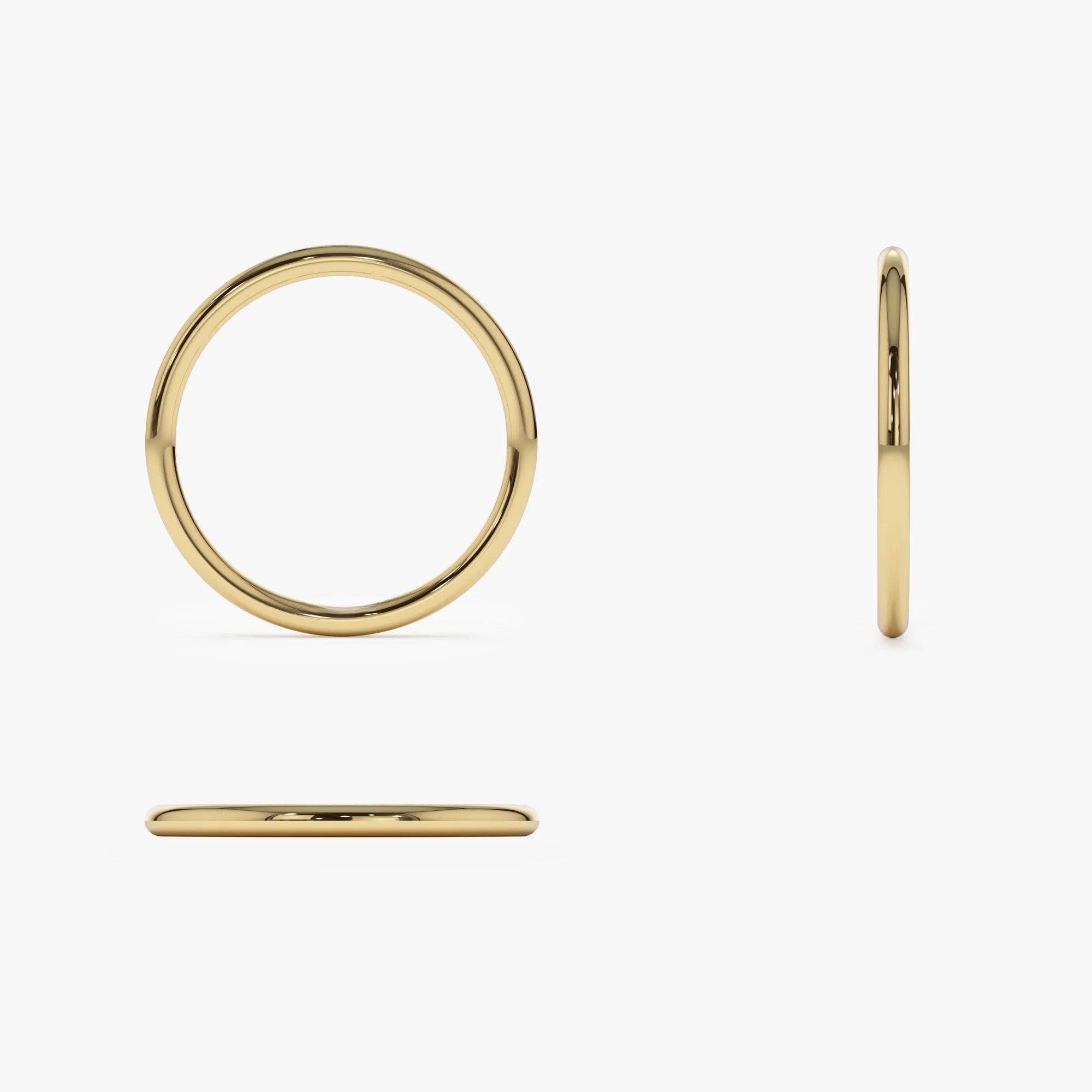 14k Solid Gold 1.5mm Minimalist Thin Stackable Wedding Band Ring