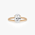 14k Gold 1.00 Carat Lab Grown Diamond Oval Elevated Basket Solitaire Ring
