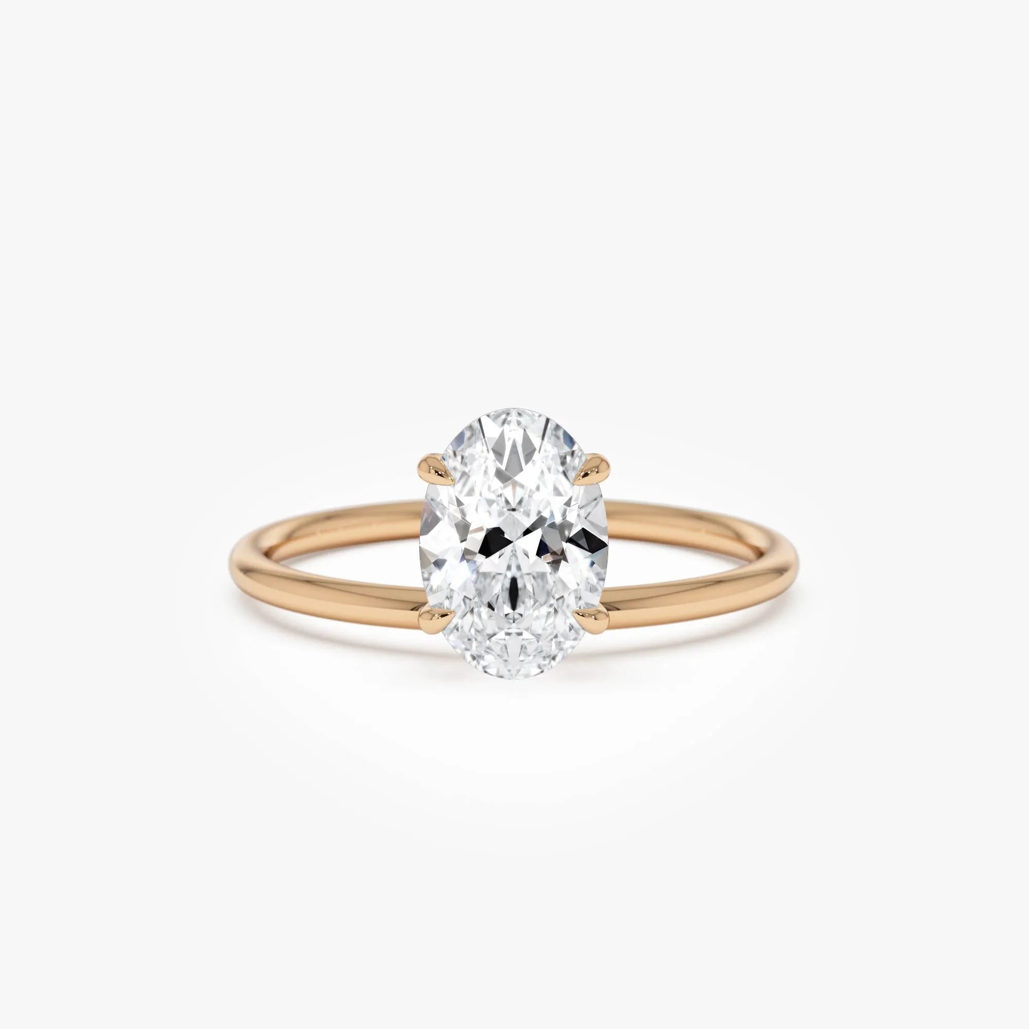 14k Gold 1.00 Carat Lab Grown Diamond Oval Elevated Basket Solitaire Ring