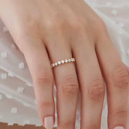 14k Gold Round Diamond 9 Stone Prong Set Women's Wedding Ring 0.50 Carat