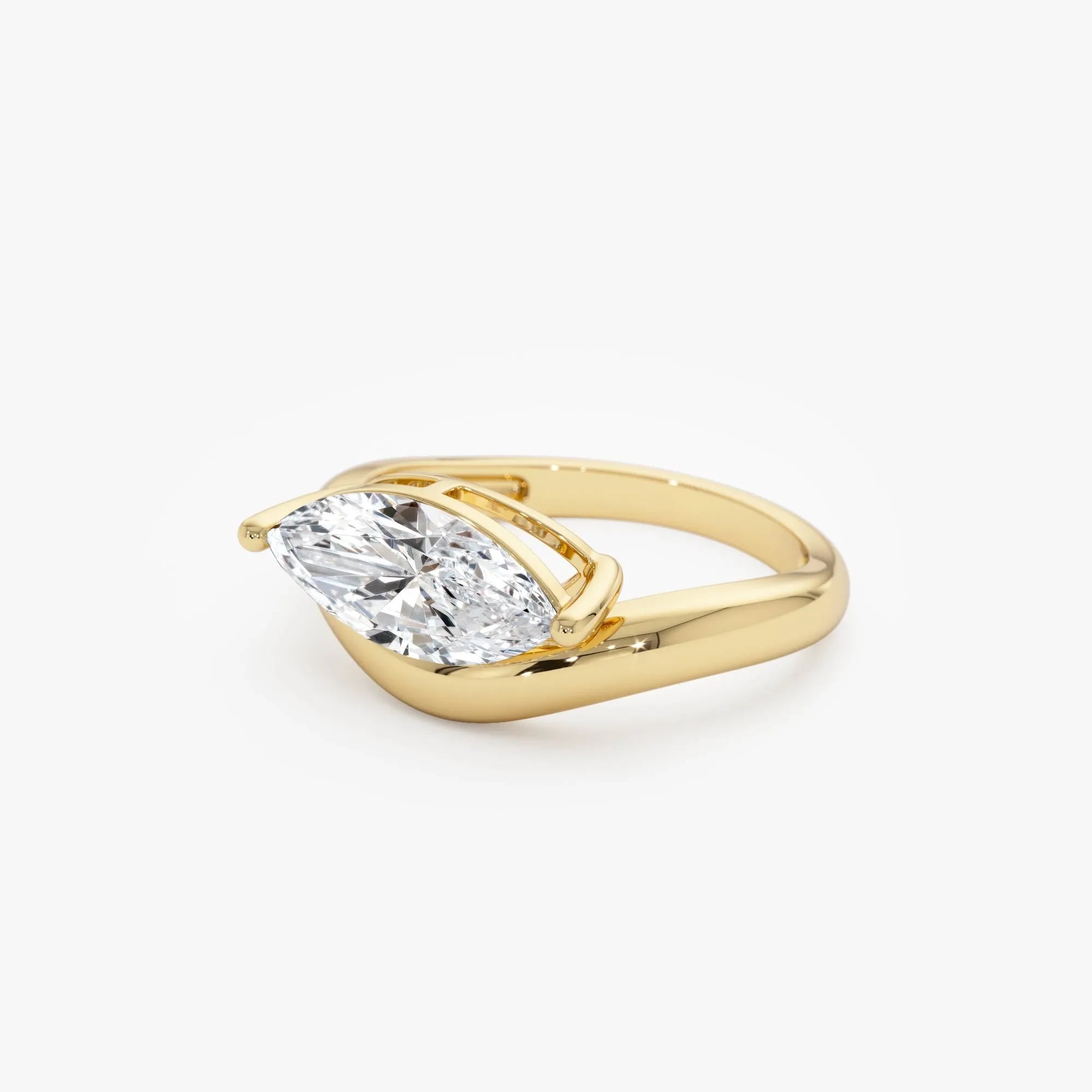 14k Gold 1.50 Carat Marquise Lab Grown Diamond Contemporary Design Ring