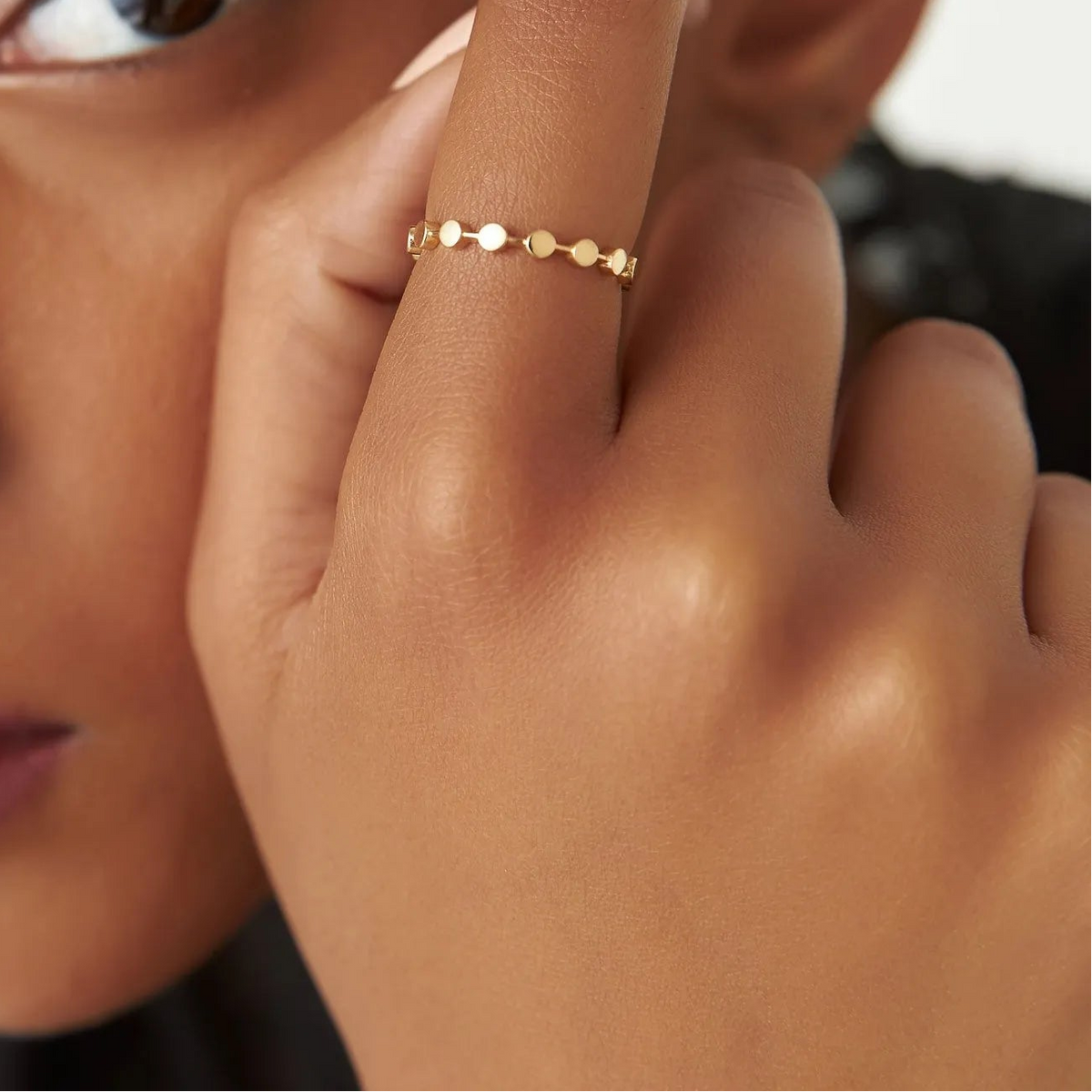 14k Solid Gold Round Circle Stackable Band Ring