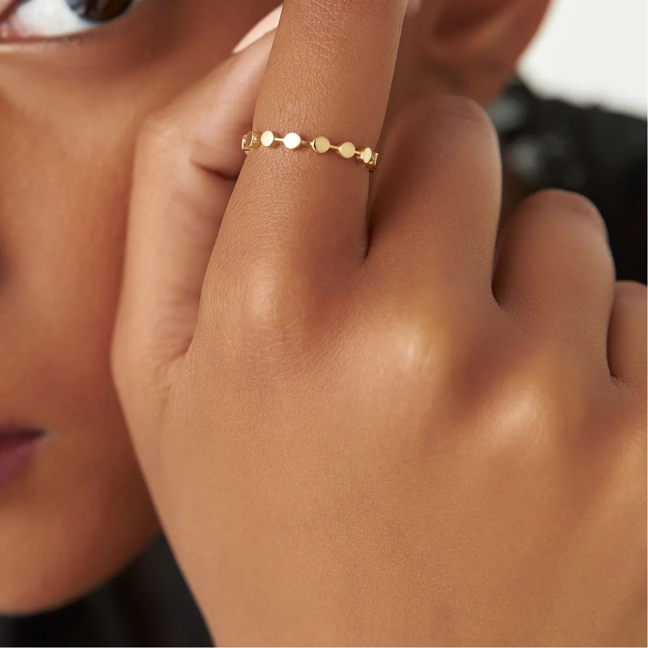 14k Solid Gold Round Circle Stackable Band Ring