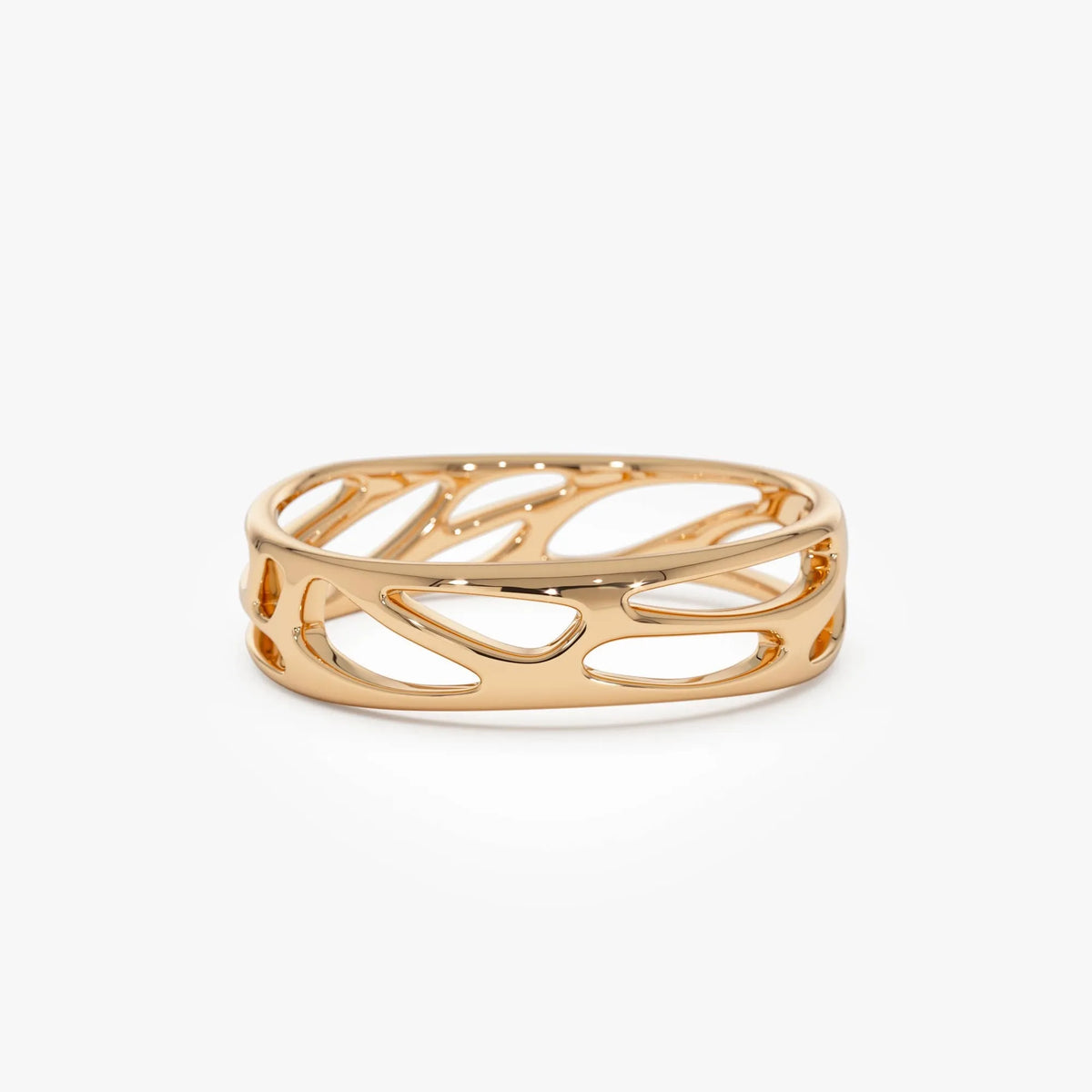 14k Gold Sculptural Statement Ring 5mm Wide Modern Band
