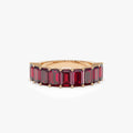 14K Solid Gold Emerald Cut Garnet 3.10 Carat Nine Stone Ring
