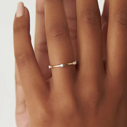 14k Solid Gold Round Diamond Full Eternity Stacking Ring Prong Setting 0.20ctw
