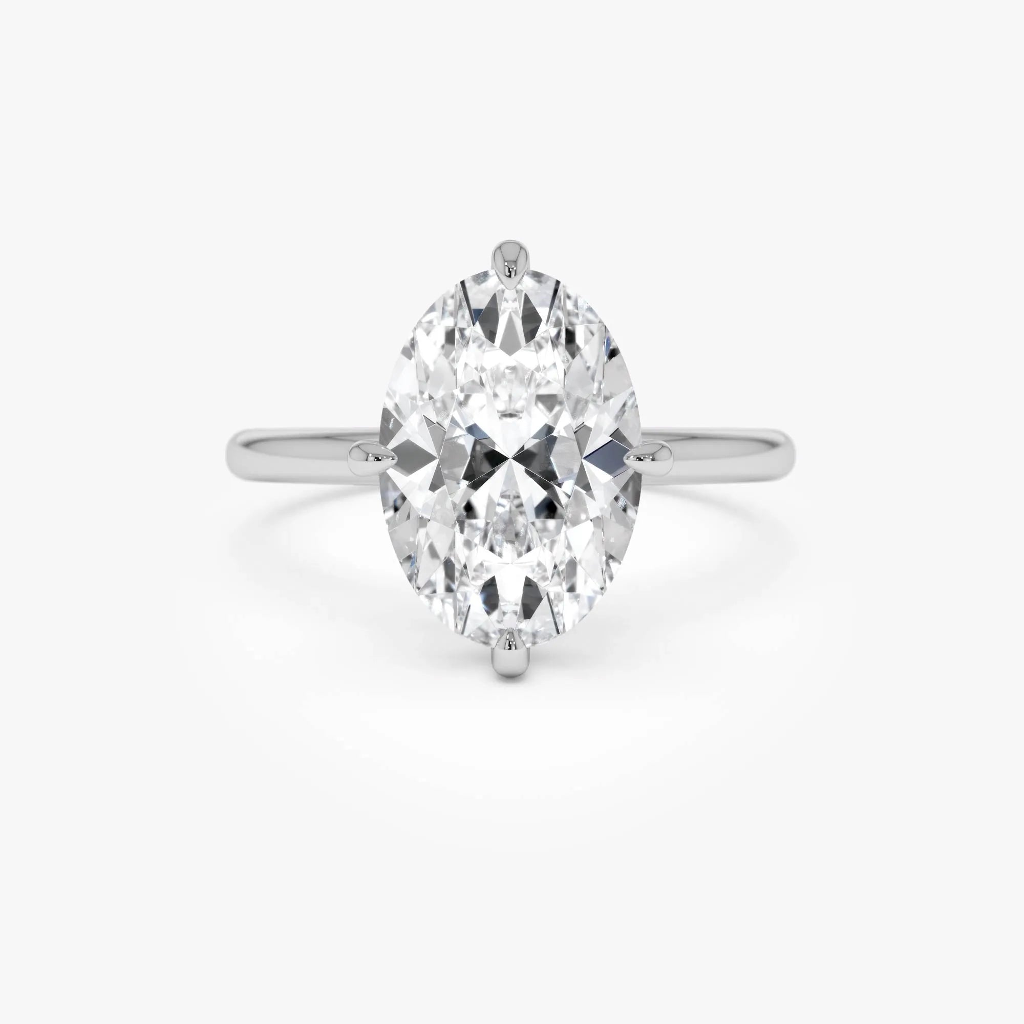 14k Gold 3.00 Carat Oval Lab Grown Diamond Engagement Ring Prong Setting