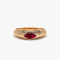 14K Solid Gold Marquise Cut Garnet 0.45 Carat Step Beveled Ring