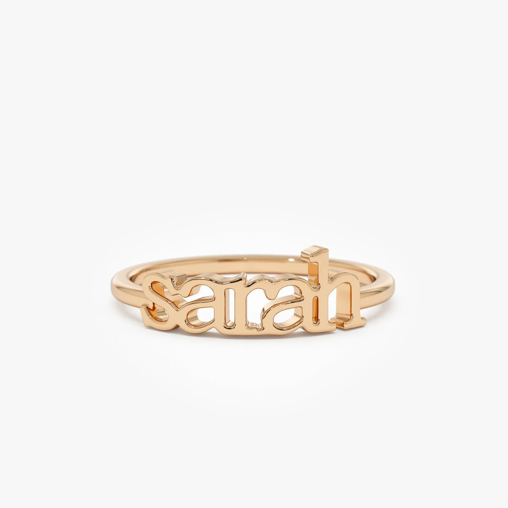 14K Solid Gold Personalized Custom Name Ring Handcrafted Jewelry