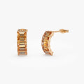 14K Solid Gold Octagon Cut Citrine Half Hoop Earrings 2.95ctw