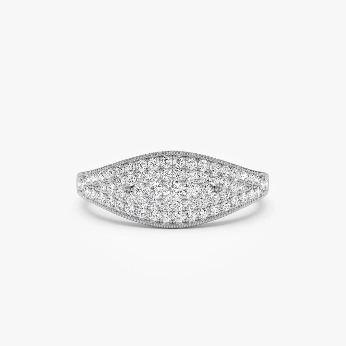 14k Solid Gold Round Diamond 0.40 Carat Pave Setting Statement Ring