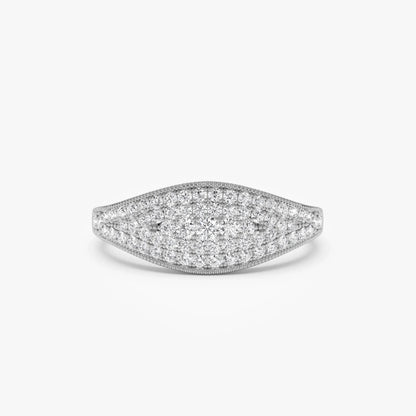 14k Solid Gold Round Diamond 0.40 Carat Pave Setting Statement Ring