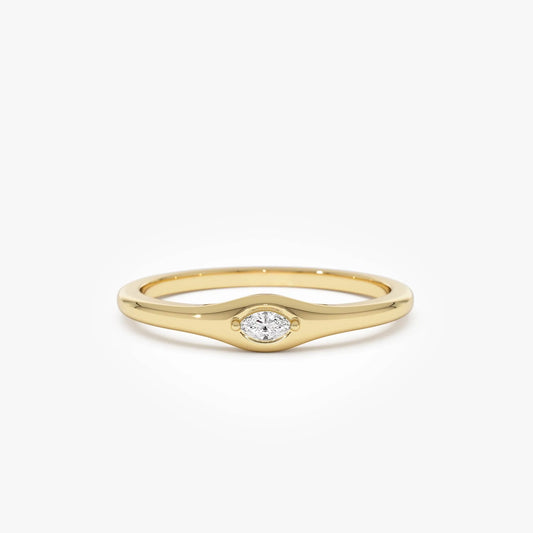 14k Gold Marquise Diamond Stacking Ring 0.08 ctw