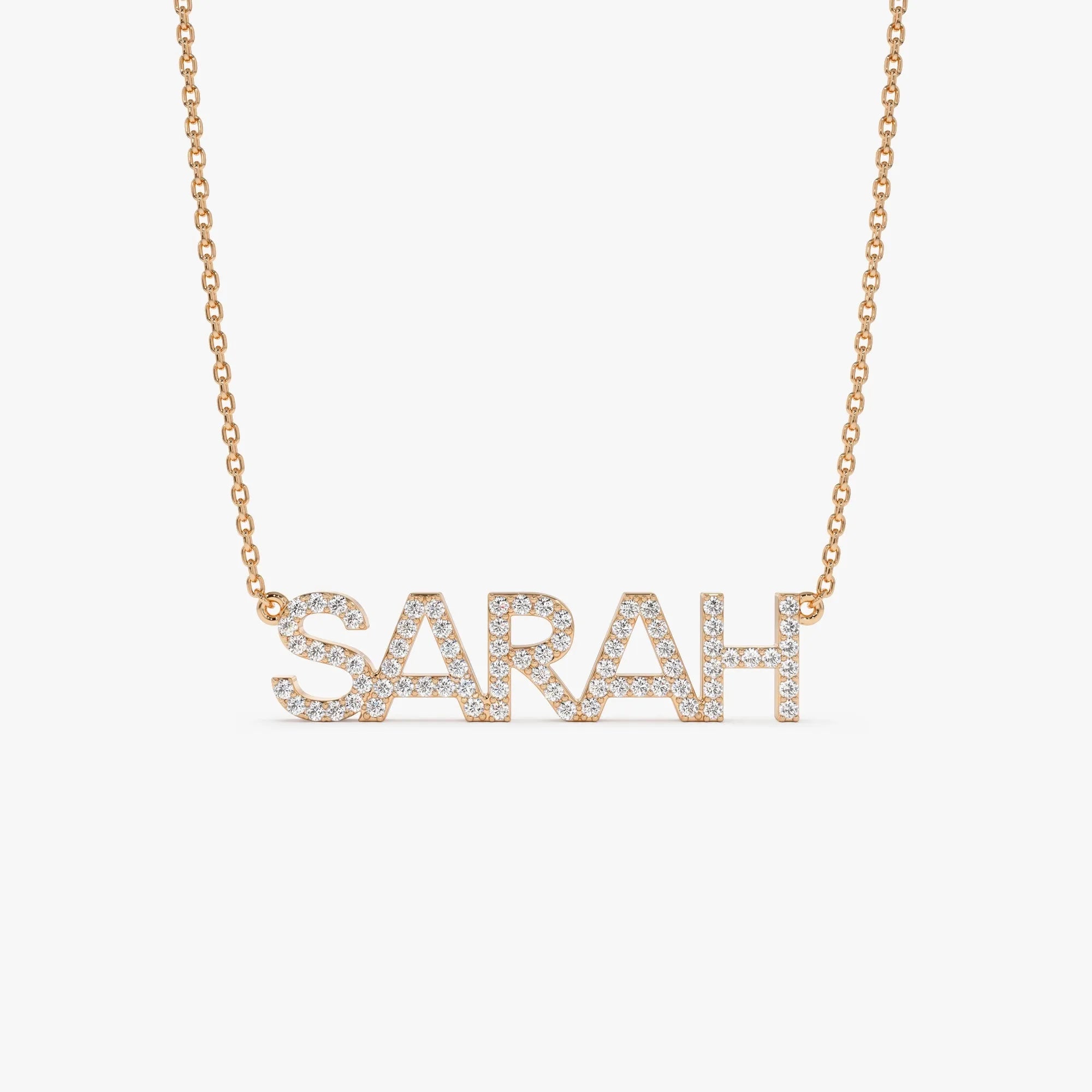 14K Solid Gold Diamond Personalized Name Necklace 0.12 CTW Per Letter