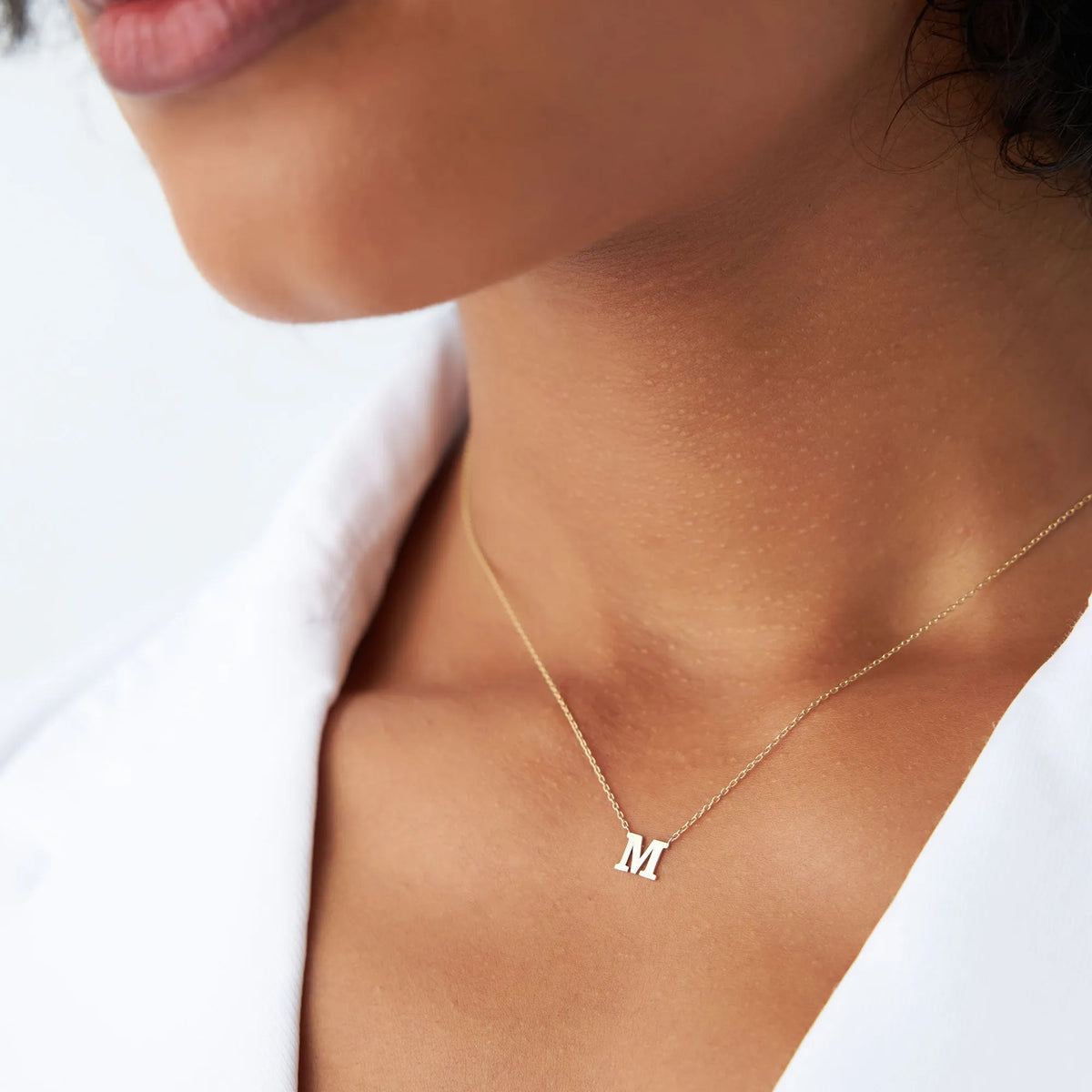 14k Solid Gold Personalized Initial Letter Pendant Necklace