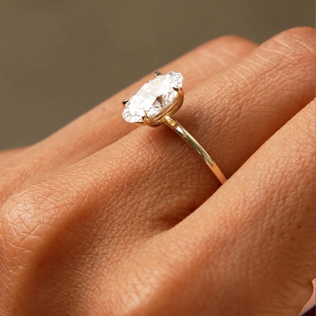 14k Gold 2.00 Carat Oval Cut Lab Grown Diamond Prong Setting Engagement Ring Odessa