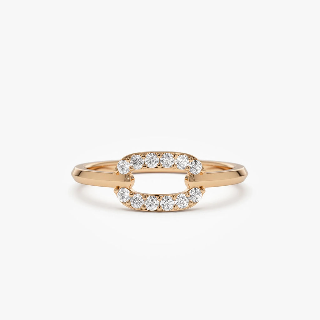 14k Solid Gold Round Diamond Single Link Prong Set Ring 0.19 Carat