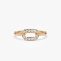 14k Solid Gold Round Diamond Single Link Prong Set Ring 0.19 Carat