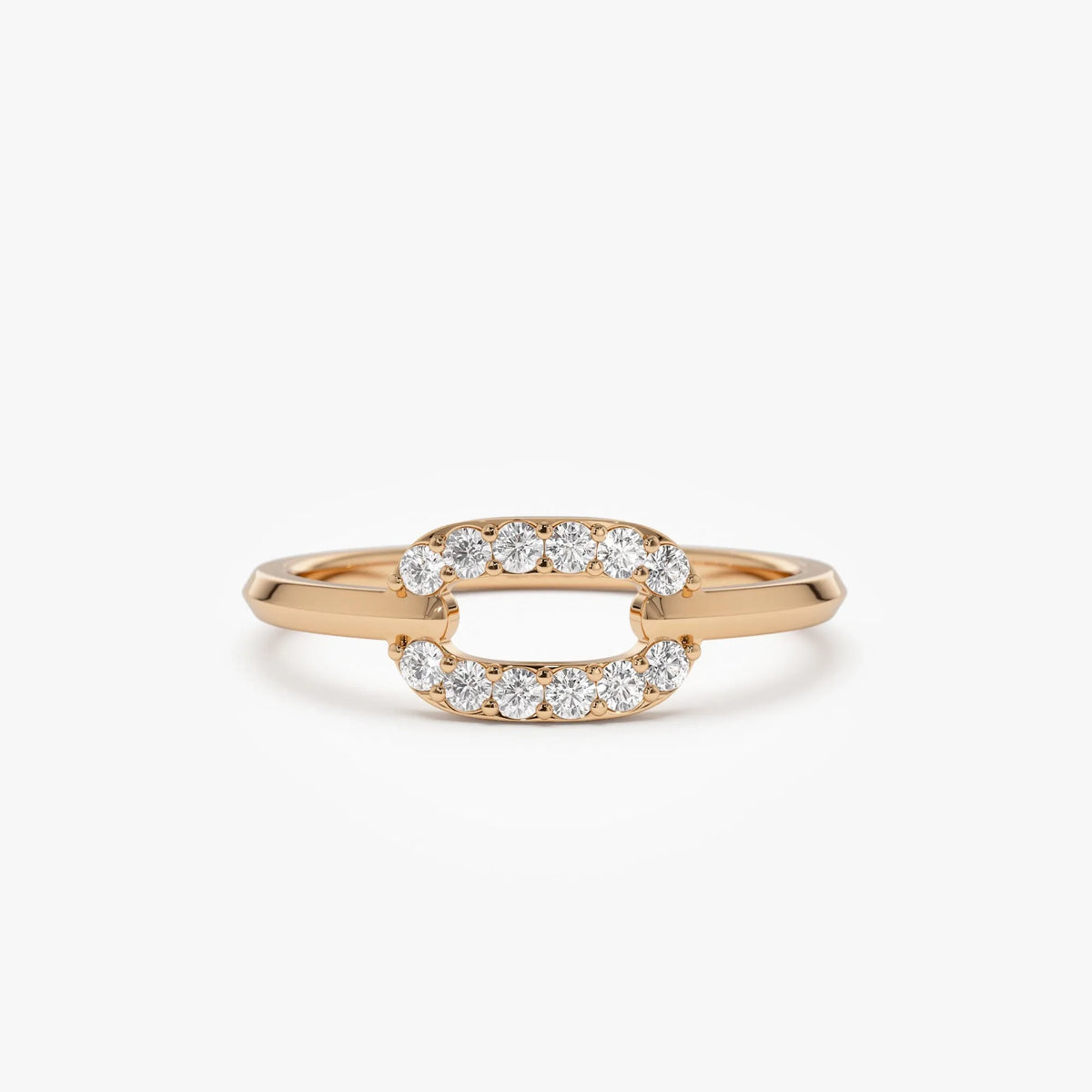 14k Solid Gold Round Diamond Single Link Prong Set Ring 0.19 Carat
