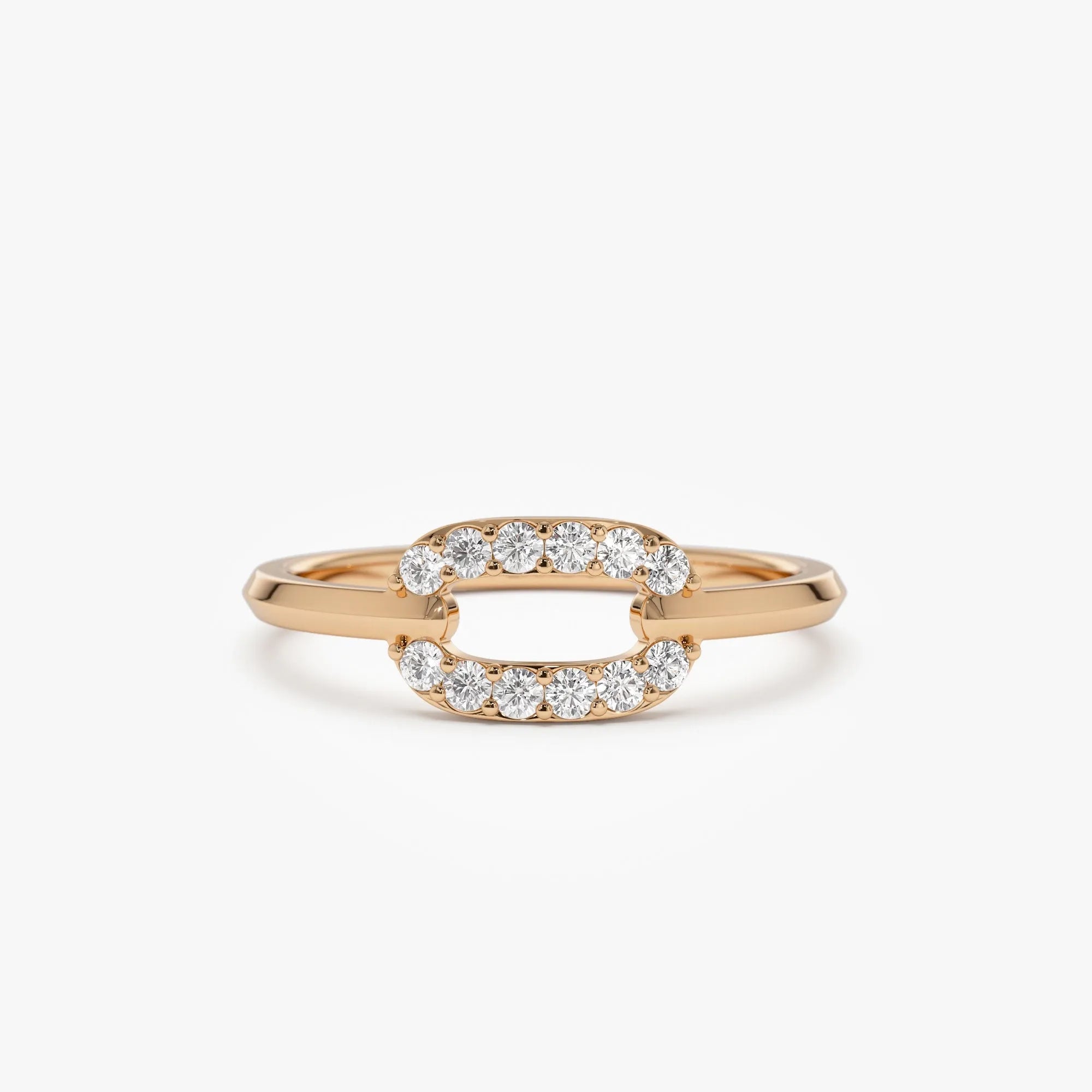 14k Solid Gold Round Diamond Single Link Prong Set Ring 0.19 Carat