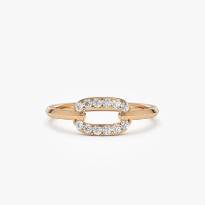 14k Solid Gold Round Diamond Single Link Prong Set Ring 0.19 Carat