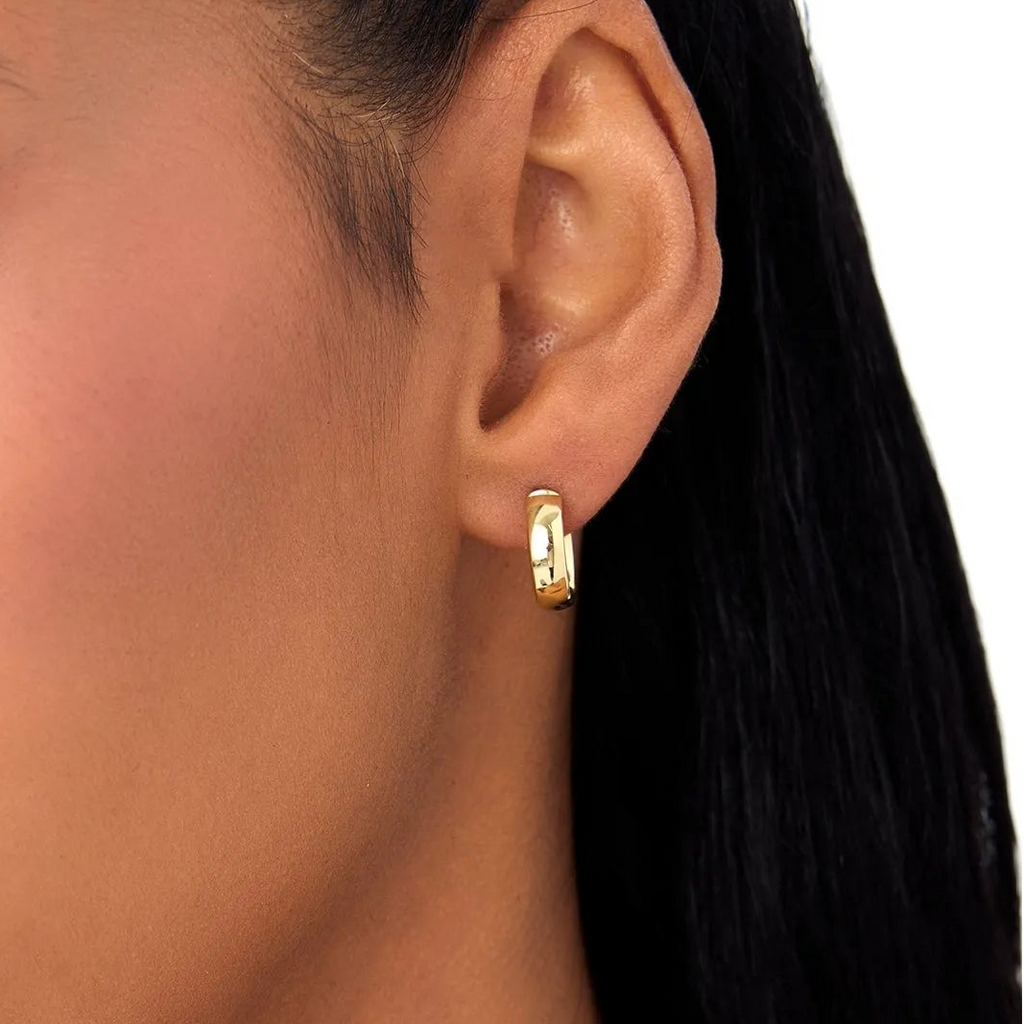 14k Yellow Gold C Shape Hoop Earrings 3.85mm Wide