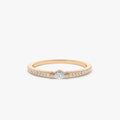 14k Gold Marquise Round Diamond Stackable Ring Micro Pave 0.21ctw