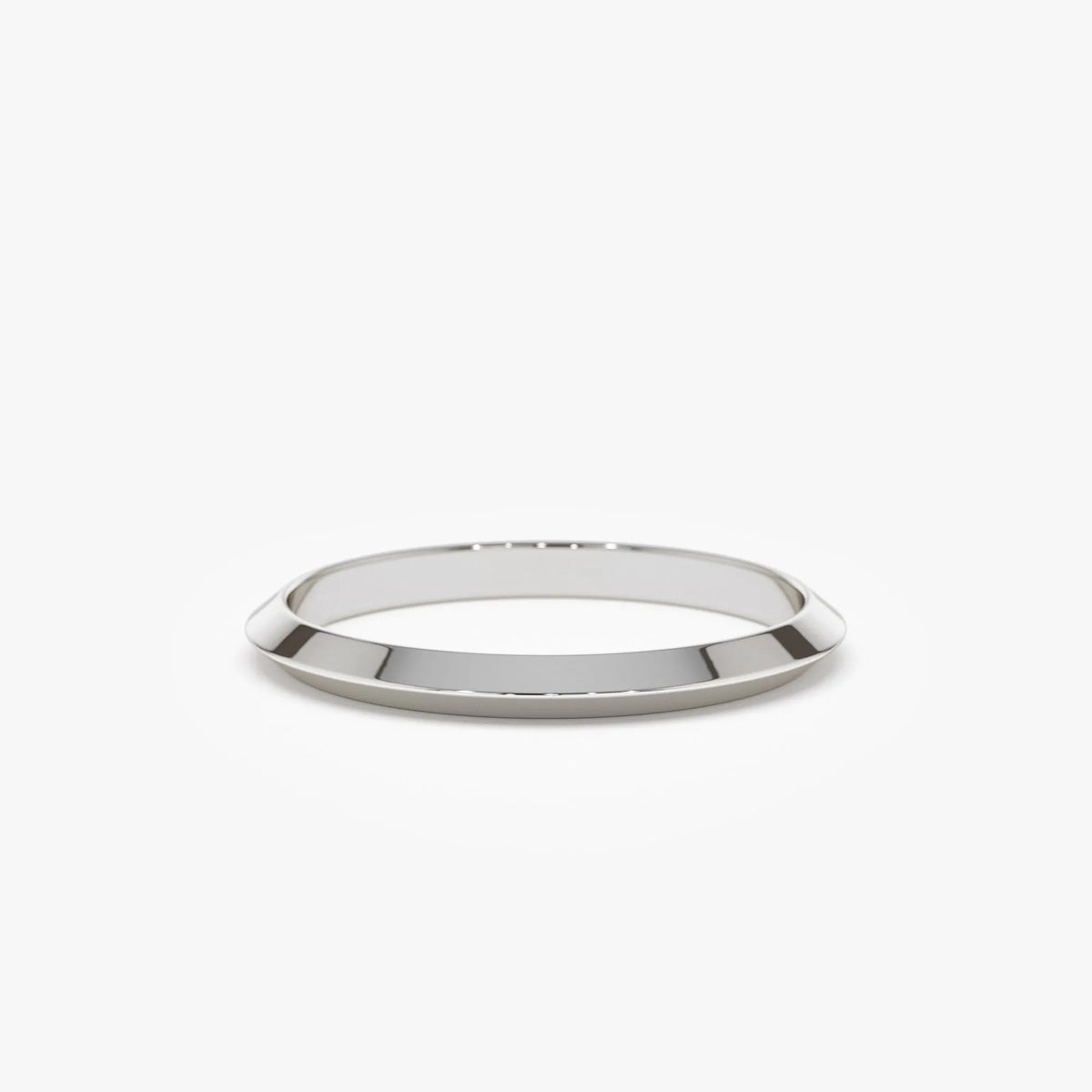 14k Gold Knife Edge Wedding Band Wide Plain Ring