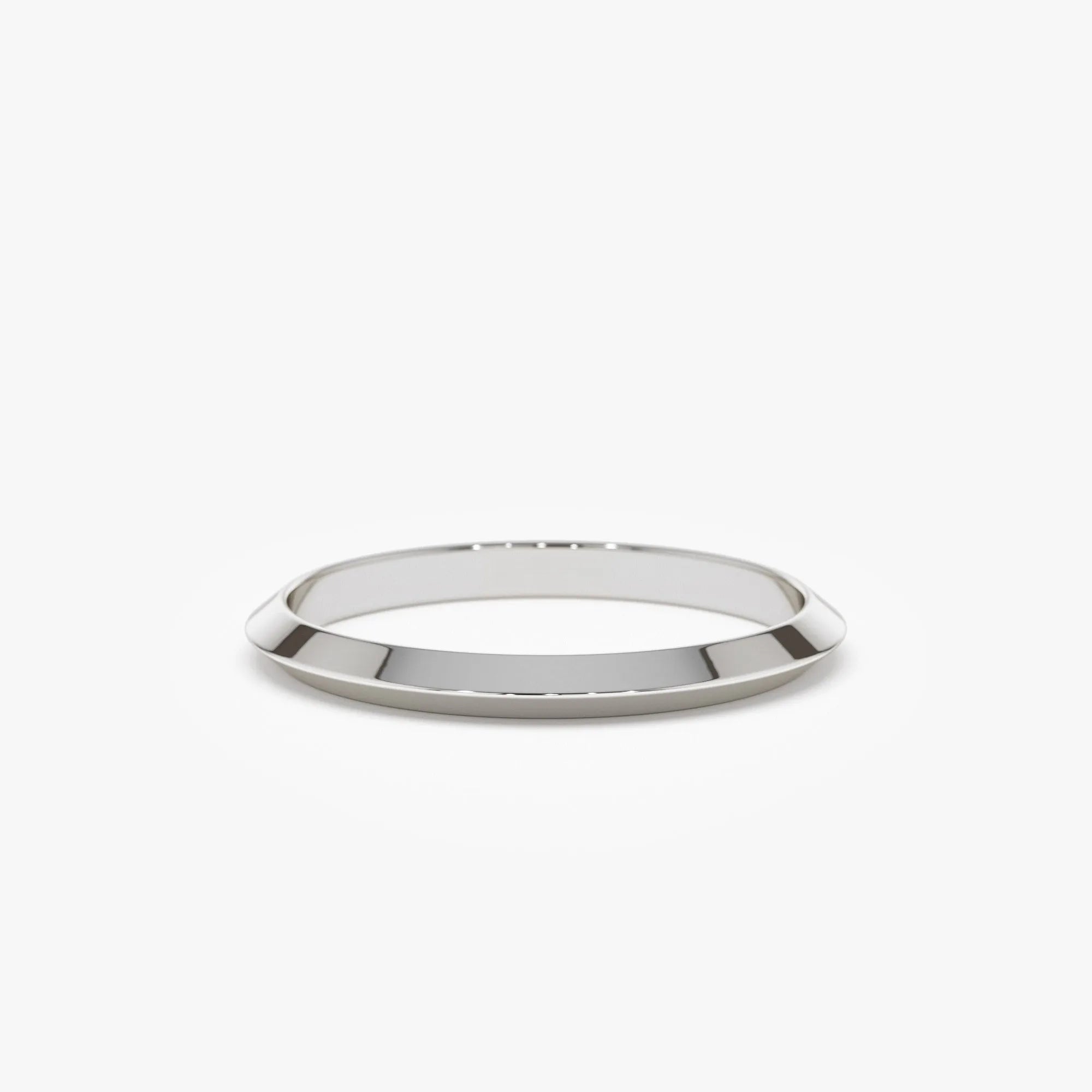 14k Gold Knife Edge Wedding Band Wide Plain Ring