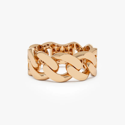 14k Gold Cuban Link Ring 8mm Wide Statement Band