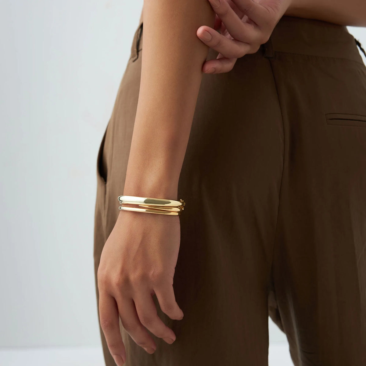 14K Solid Gold Wide Classic Dome Bangle Bracelet