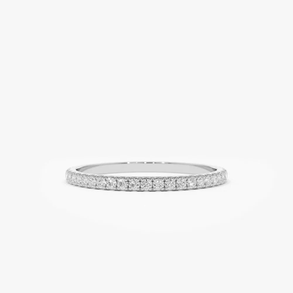 14K Gold Round Diamond Full Eternity Micro Pave Ring