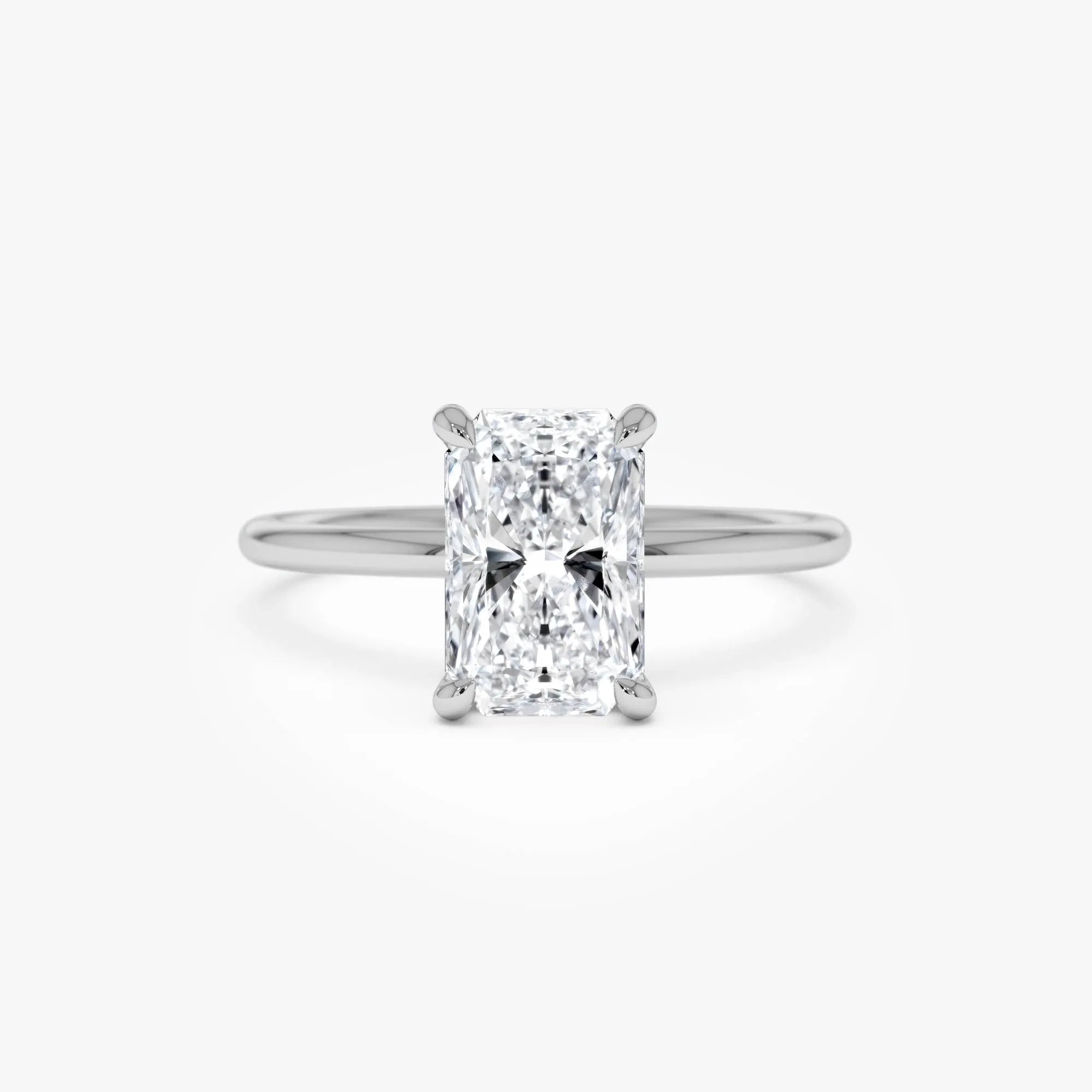 14k Gold Lab Grown Diamond Radiant Cut Hidden Halo Engagement Ring 1.60 Carat
