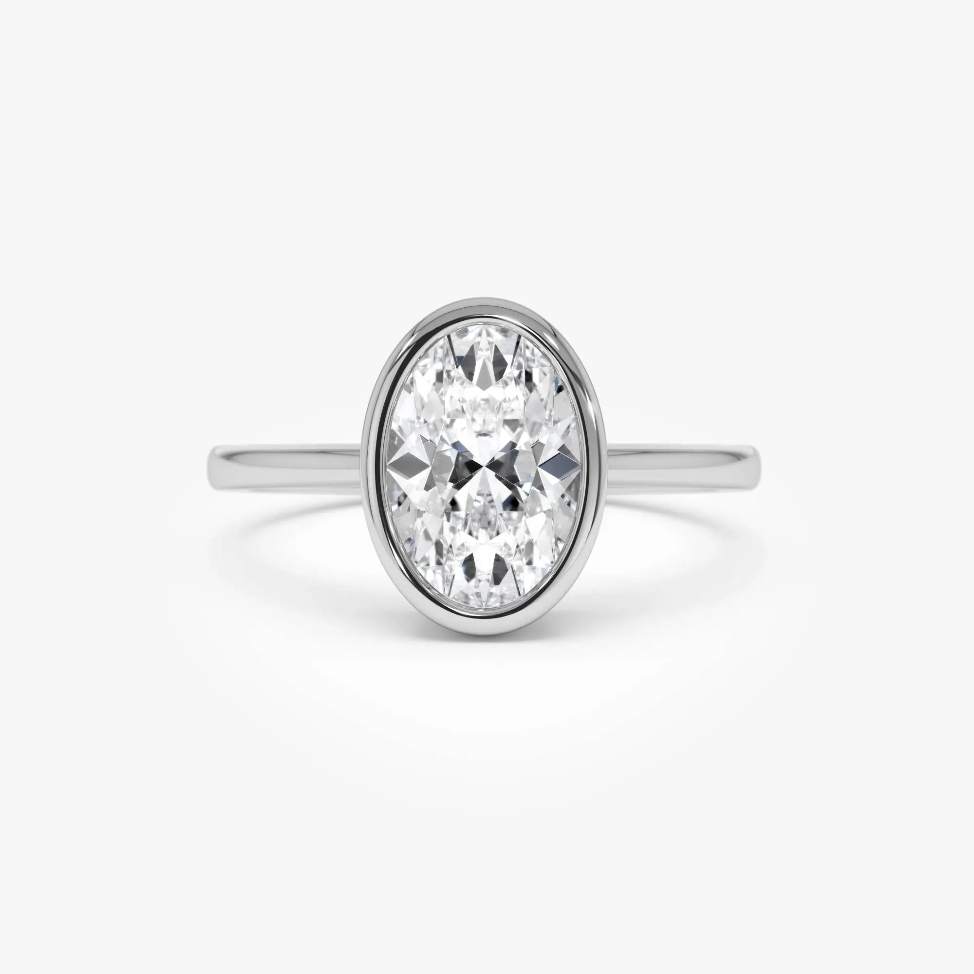 14k Gold 1.50 Ctw Oval Lab Grown Diamond Bezel Setting Engagement Ring Celina