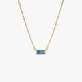 14k Solid Gold London Blue Topaz Baguette Birthstone Necklace 0.45 Carat