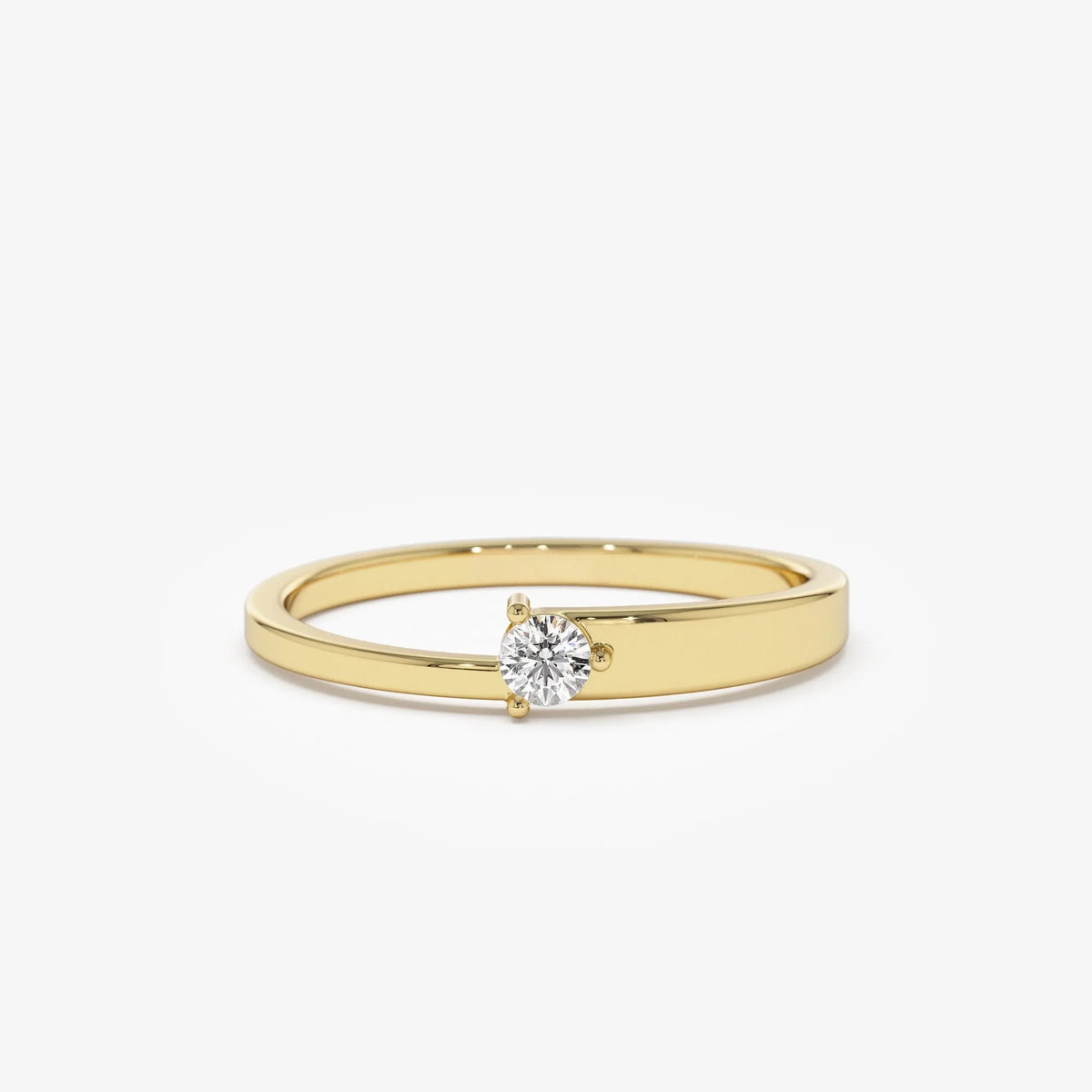 14k Solid Gold Round Diamond Solitaire Promise Ring 0.09 Carat