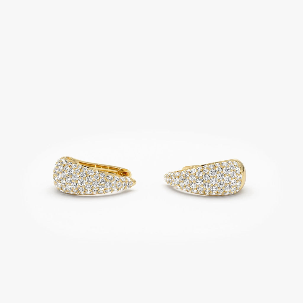 14k Gold Diamond Round Cut Teardrop Hoop Earrings 0.83 ctw
