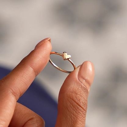 14k Gold Bubble Heart Ring Wide Minimalist Band