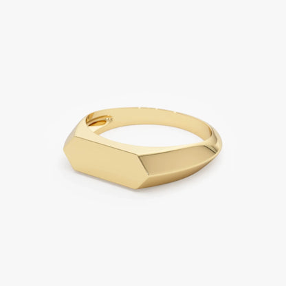 14k Gold Geometric Signet Ring with Graduated Band