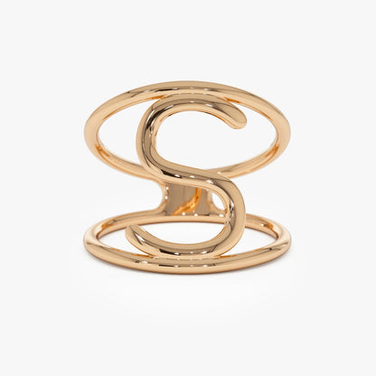 14K Solid Gold Personalized Initial Ring Custom Jewelry