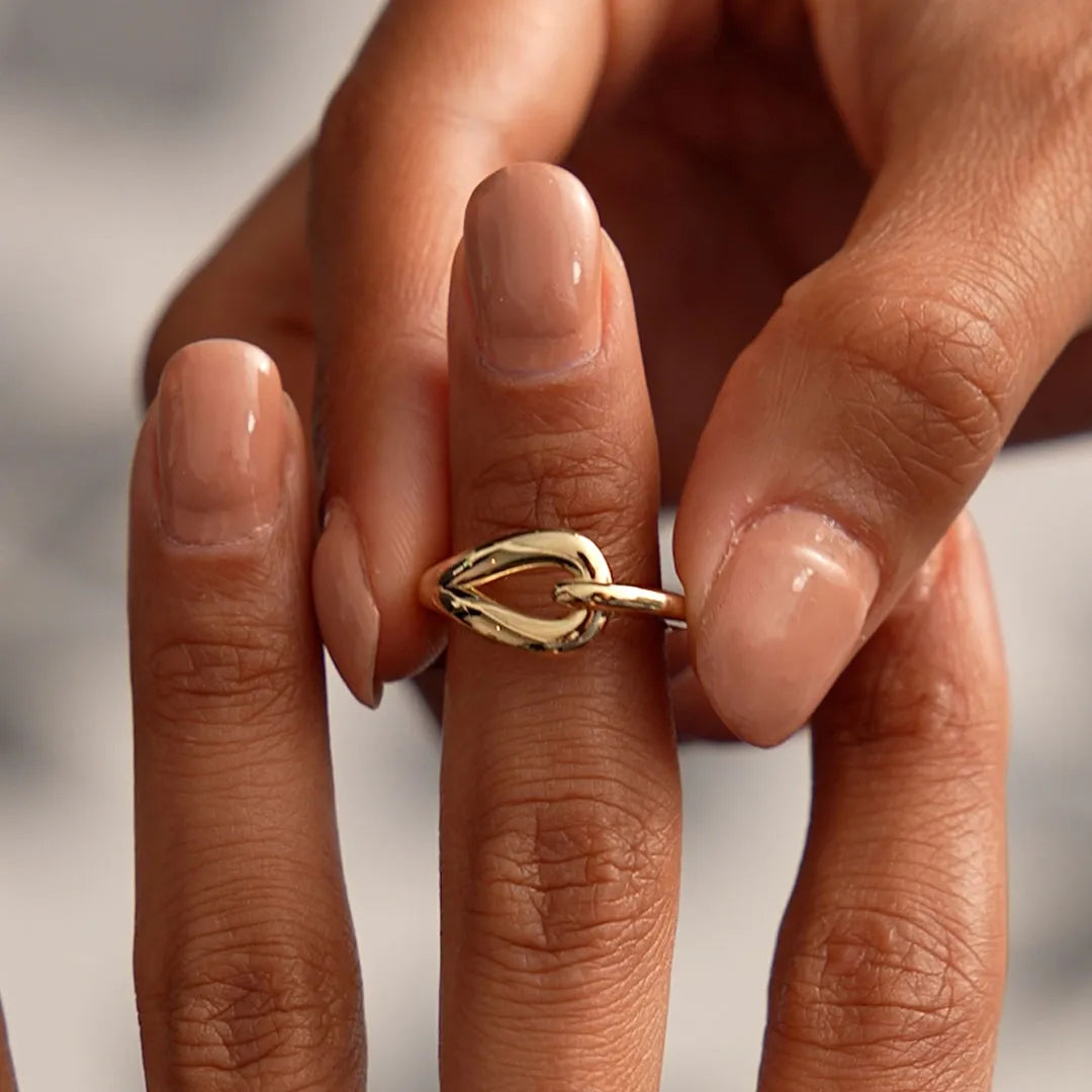 14k Gold Modern Knot Ring Wide Graduated Statement Band